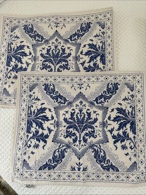 Classic Blue and White Cotton Placemats - Set of 2